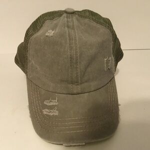 Sage color distressed adjustable baseball hat